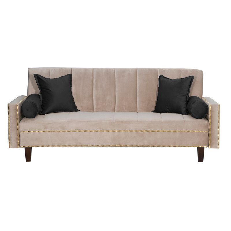 GENERICO - Futon Sofa Cama Vanguardia 200 x110 Beige - Negro