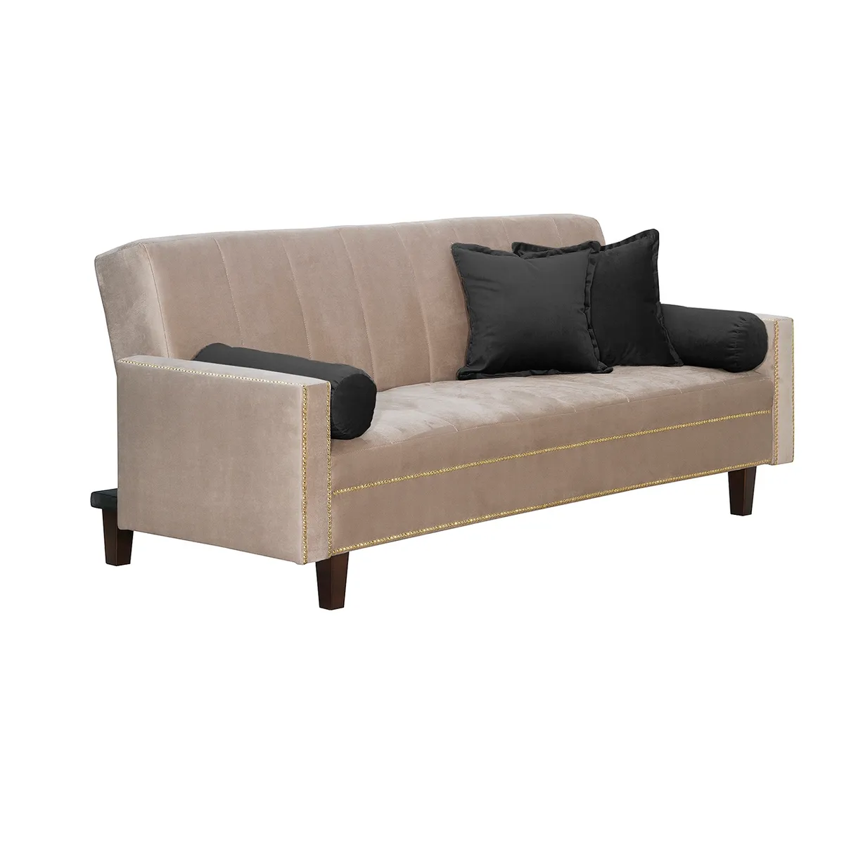 BLACK FACTORY - Futon Sofa Cama Vanguardia 200 x110 Beige - Negro