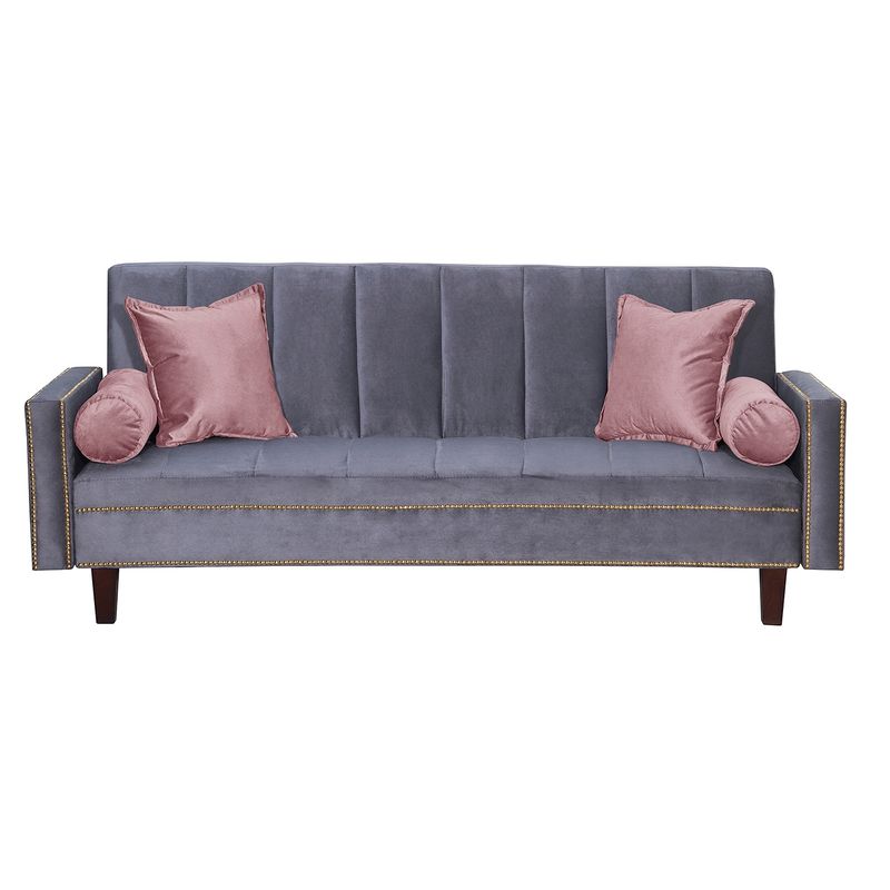GENERICO - Futon Sofa Cama Vanguardia 200 x110 Gris- Rosa