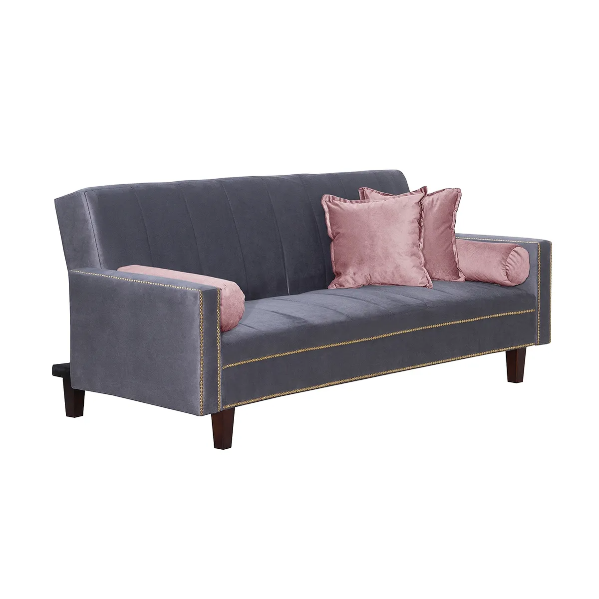 BLACK FACTORY - Futon Sofa Cama Vanguardia 200 x110 Gris- Rosa