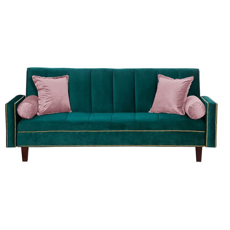 GENERICO - Futon Sofa Cama Vanguardia 200 x110 Verde - Rosa
