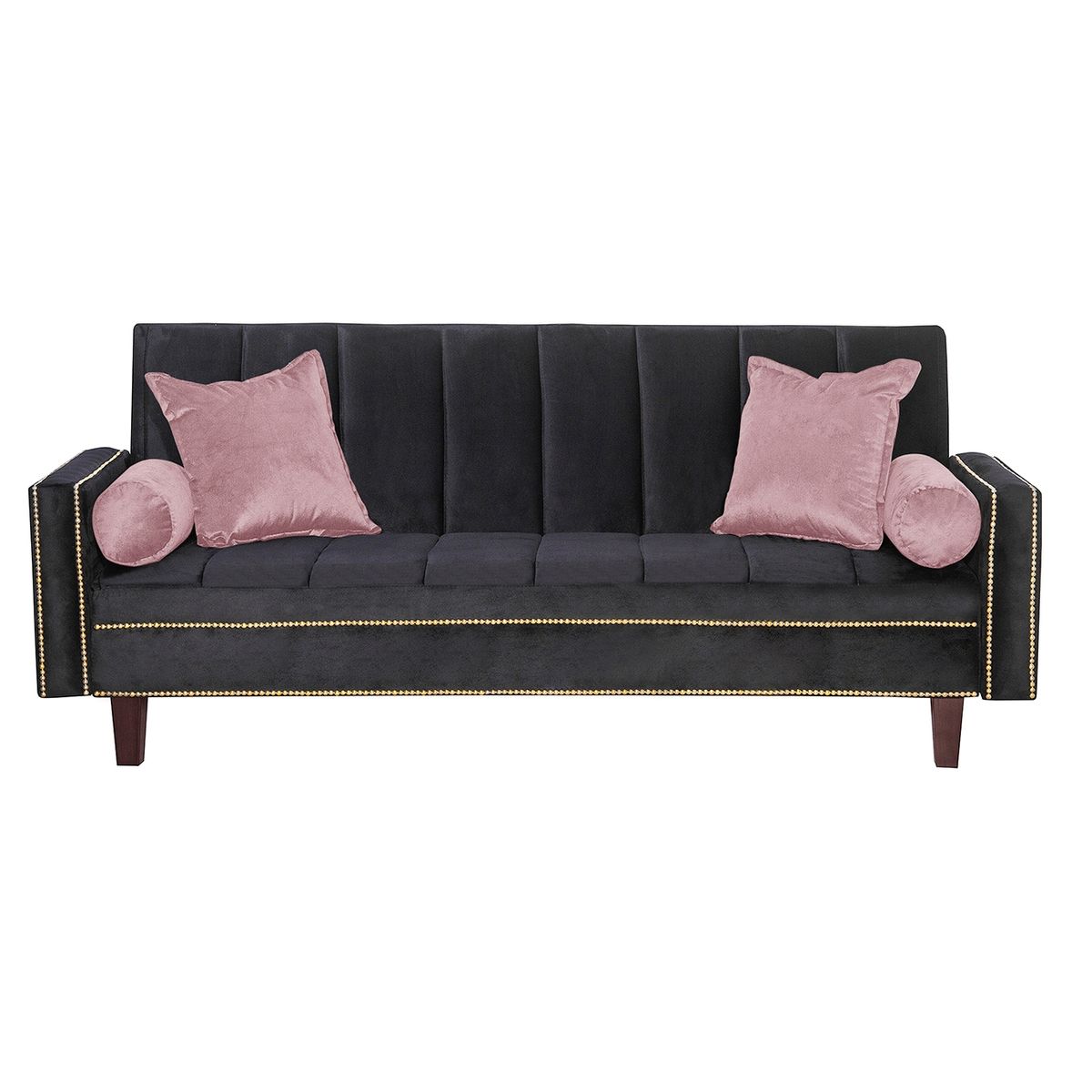 BLACK FACTORY - Futon Sofa Cama Vanguardia 200 x110 Negro - Rosa
