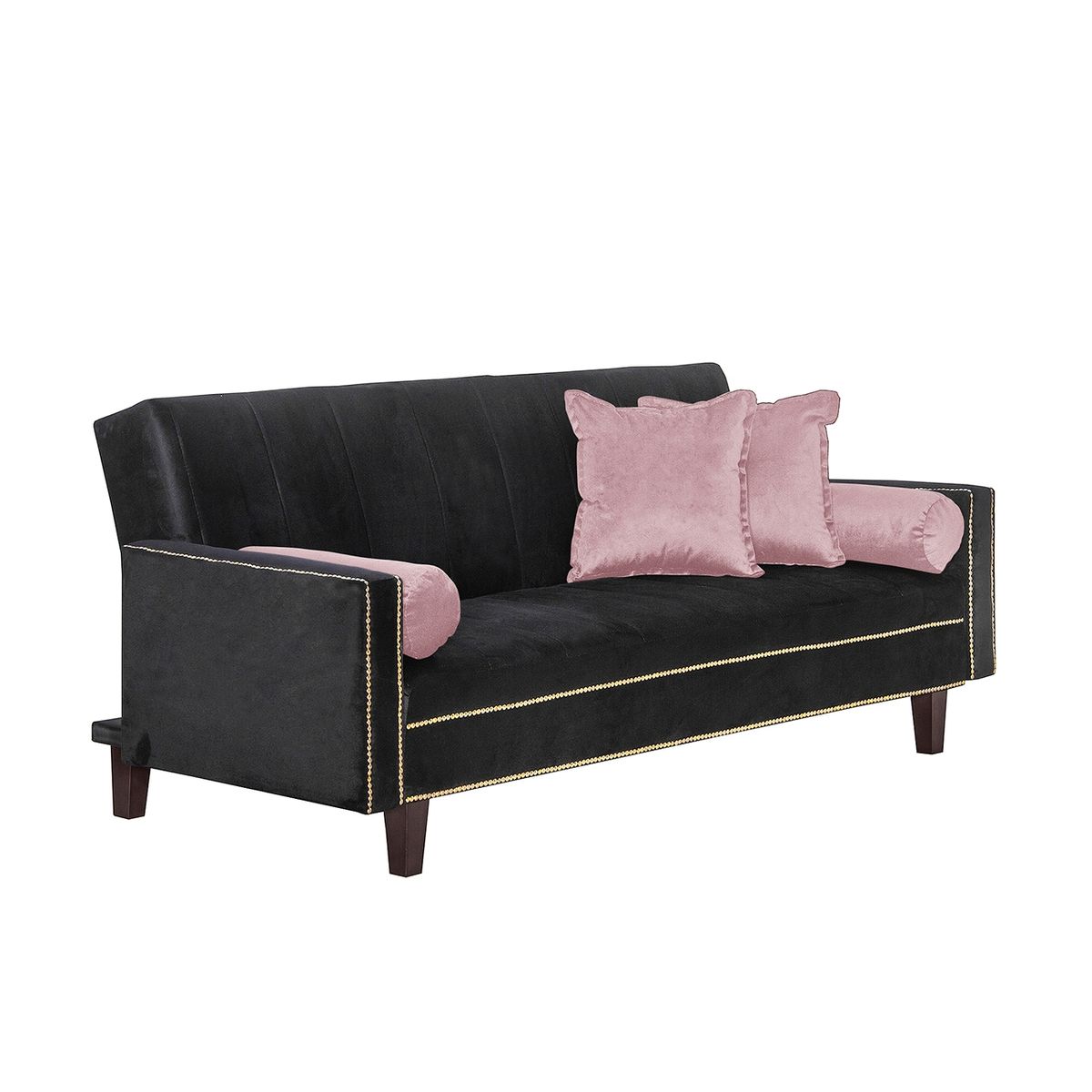 BLACK FACTORY - Futon Sofa Cama Vanguardia 200 x110 Negro - Rosa