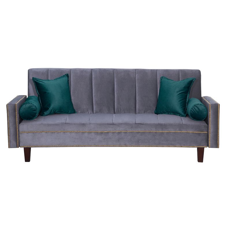 GENERICO - Futon Sofa Cama Vanguardia 200 x110 Gris - Verde
