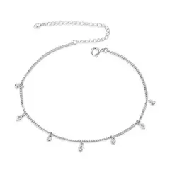 LA GARZA - Tobillera Mujer Plata Circones Blancos