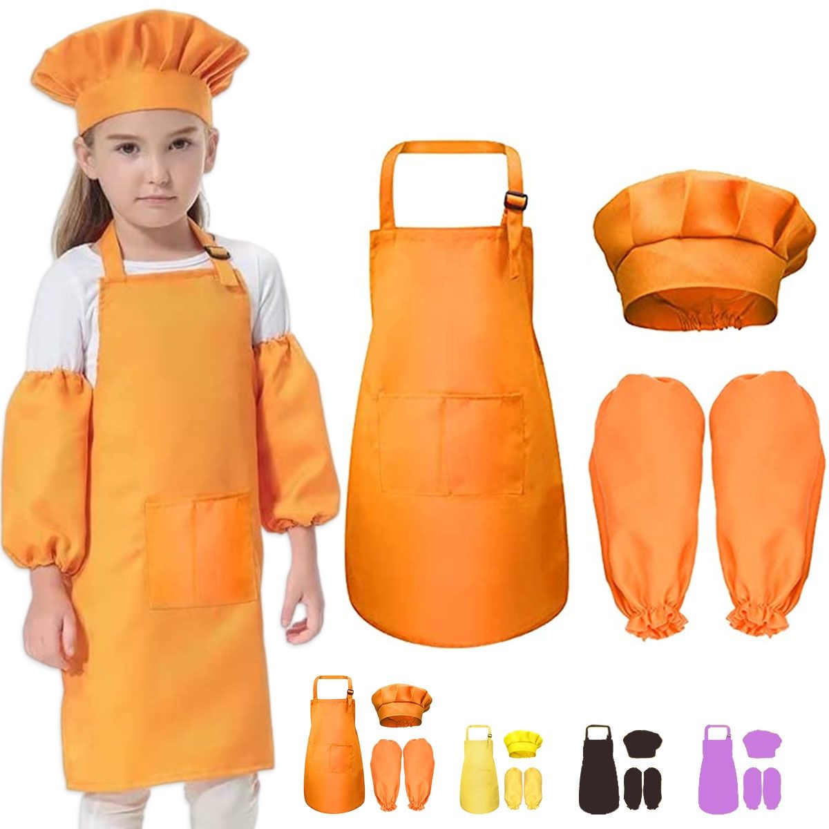EDWINAYY - Set Delantal Y Gorro Chef Infantil Y Mangas
