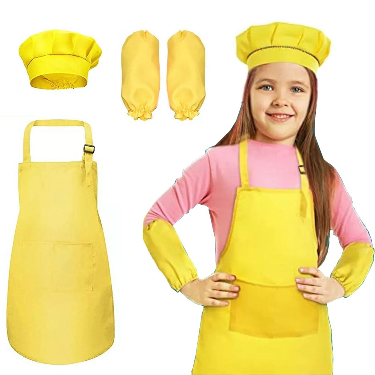 EDWINAYY - Set Delantal Y Gorro Chef Infantil Y Mangas
