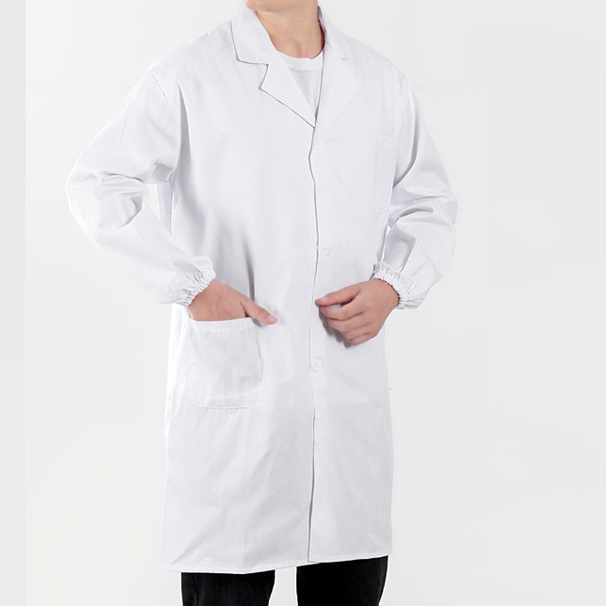 EDWINAYY - Delantal Clínico O Médico Largo Unisex Blanco Laboratorio