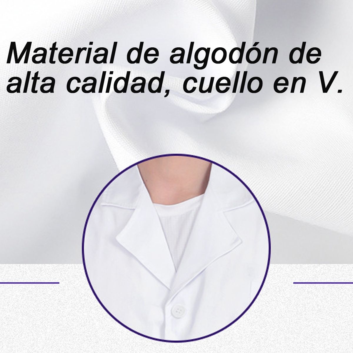 EDWINAYY - Delantal Clínico O Médico Largo Unisex Blanco Laboratorio