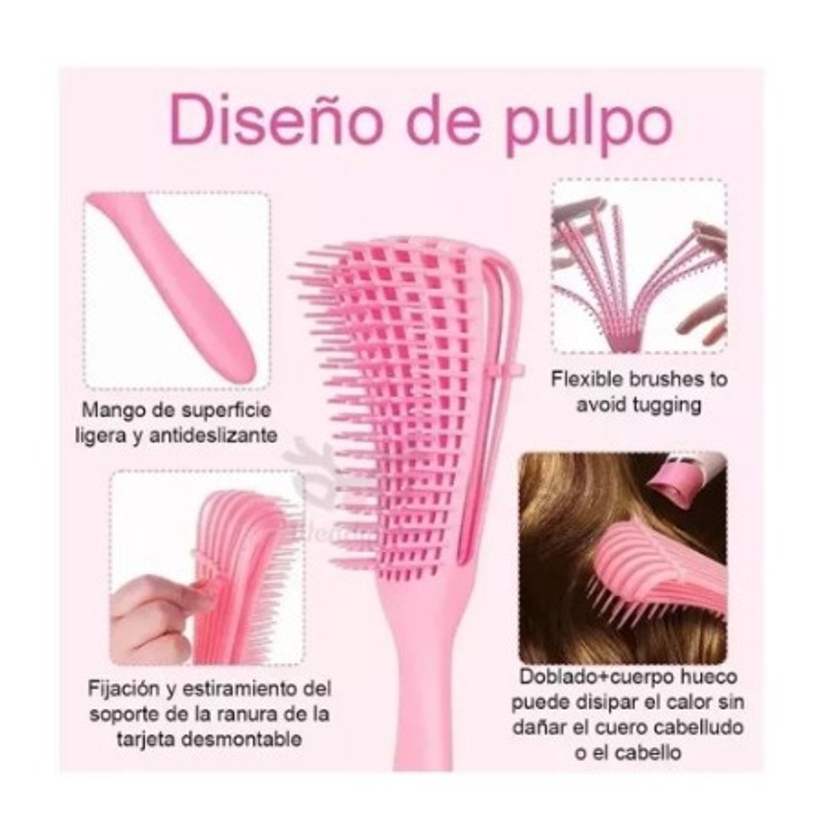 GENERICO - Cepillo Flexible Desenredante Para Cabello Rizo