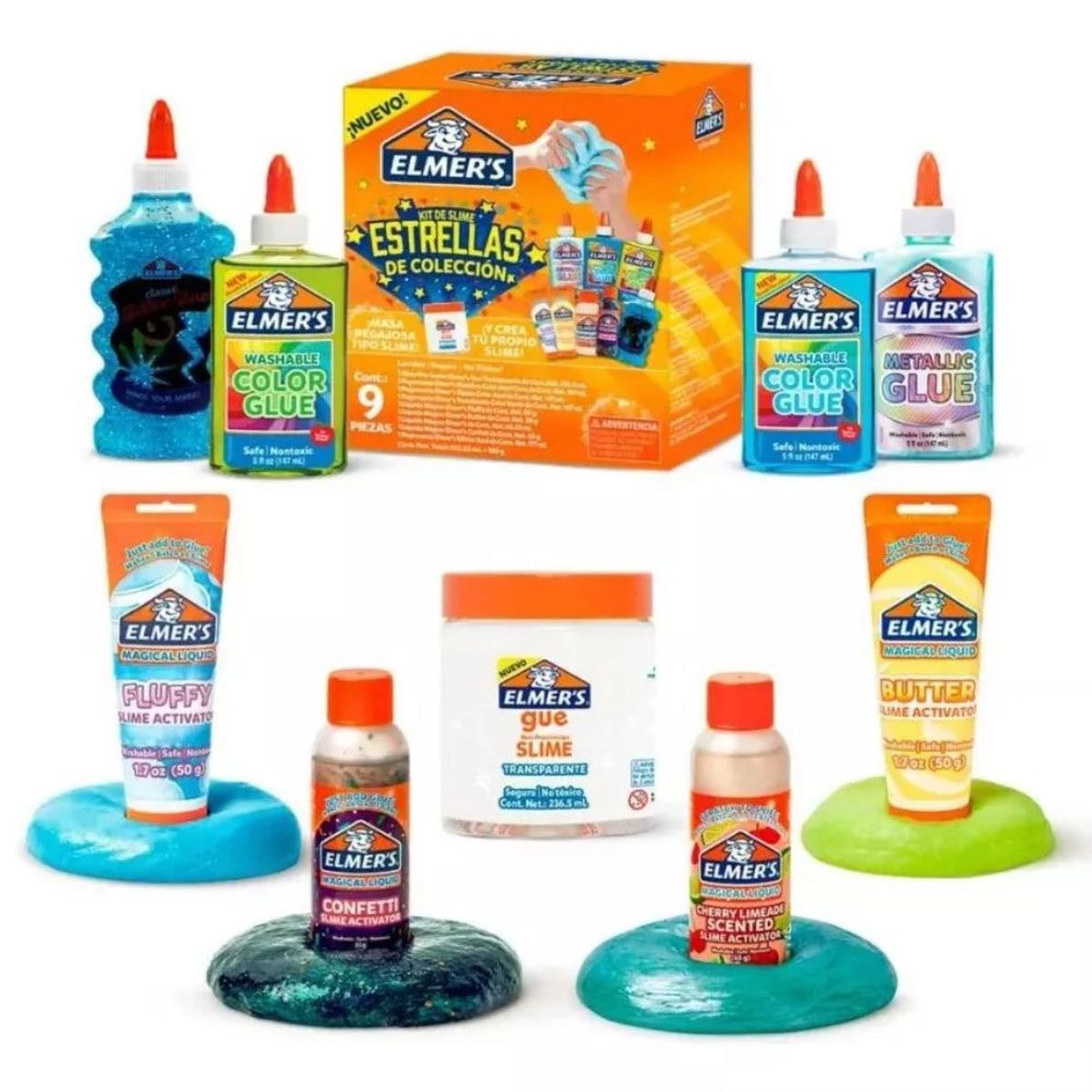ELMERS - Kit de Slime Elmers Estrellas de Coleccion 9 Piezas