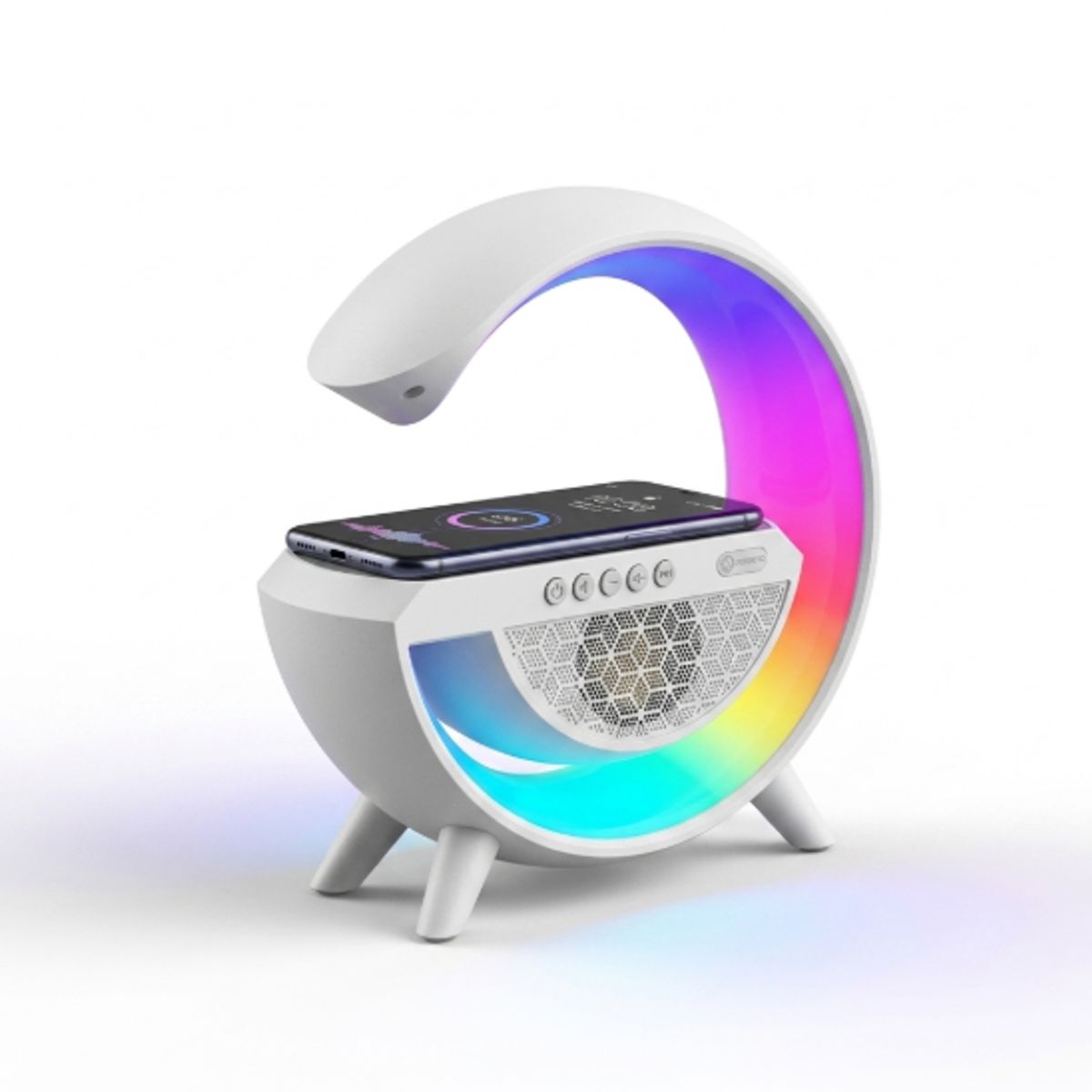 GENERICO - Lámpara De Mesa 3 en 1 Altavoz Bluetooth  Parlante Cargador Reloj