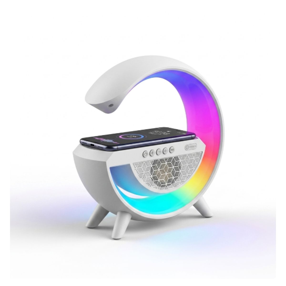 GENERICO - Lámpara De Mesa 3 en 1 Altavoz Bluetooth  Parlante Cargador Reloj