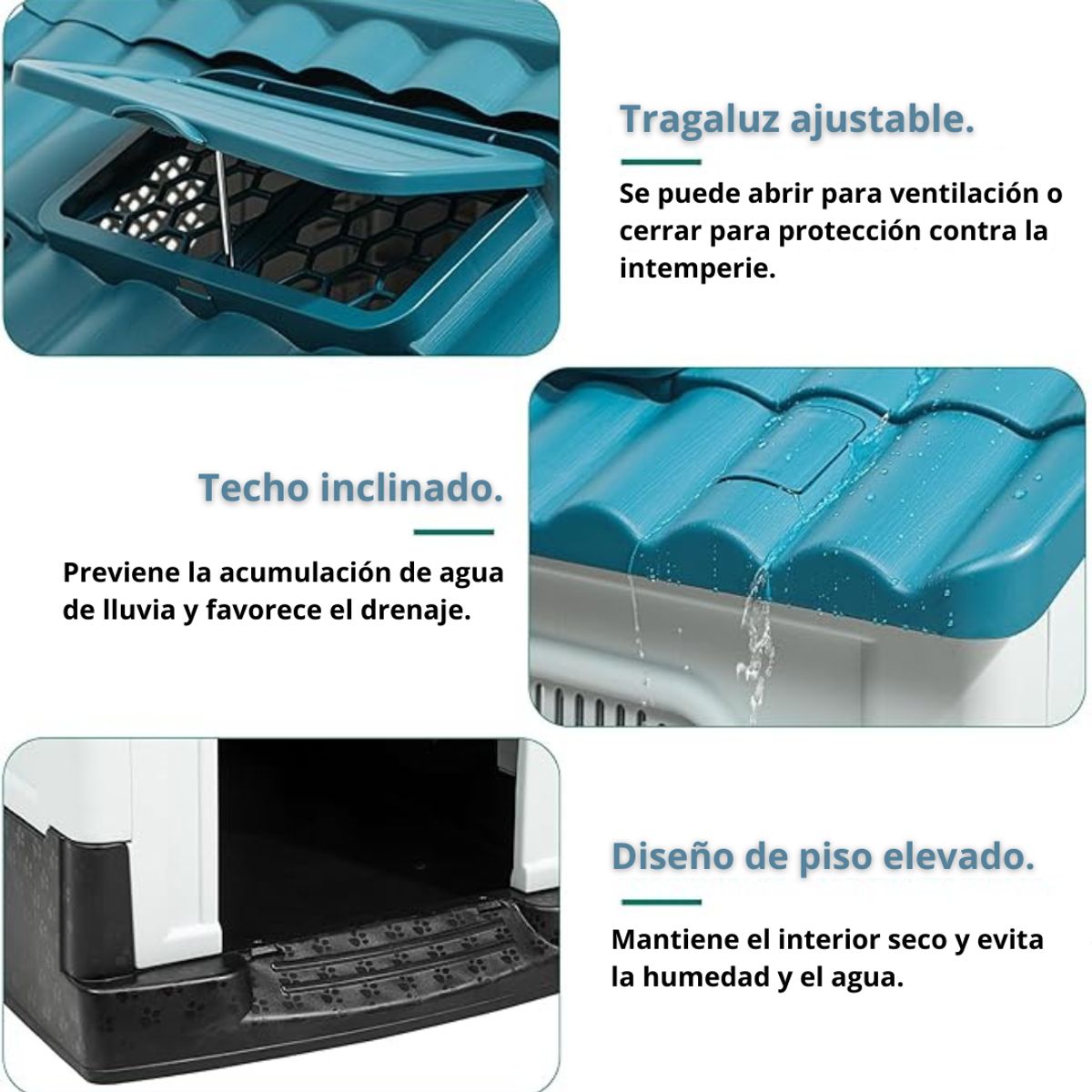 CRUSEC - Casa Para Perro Mascotas Exterior Impermeable 100x71x95 Cm