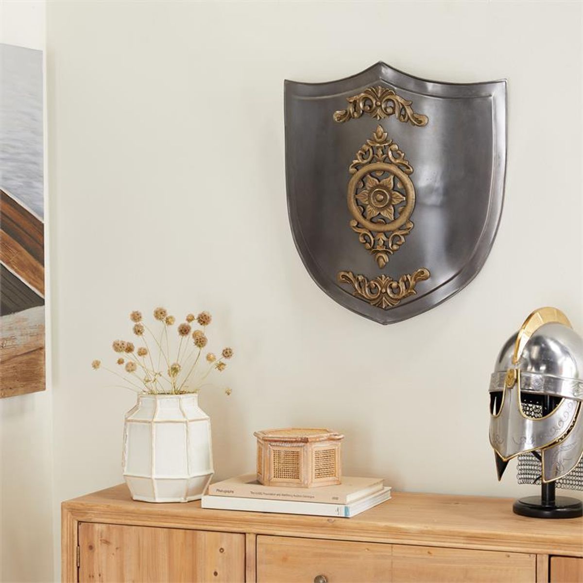 MSA MUEBLES SANTA ANA - DECORACIÓN DE PARED GRIS Escudo Medieval