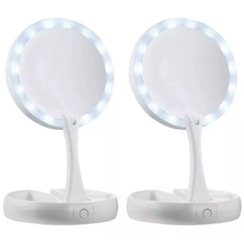GENERICO - Espejo Con Luz Led Maquillaje Plegable x 2 Und   SG105575