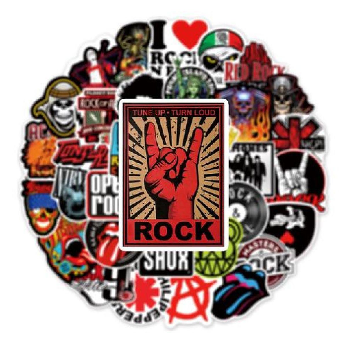 GENERICO - Set Stickers calcomonias rock and Roll bandas musicales