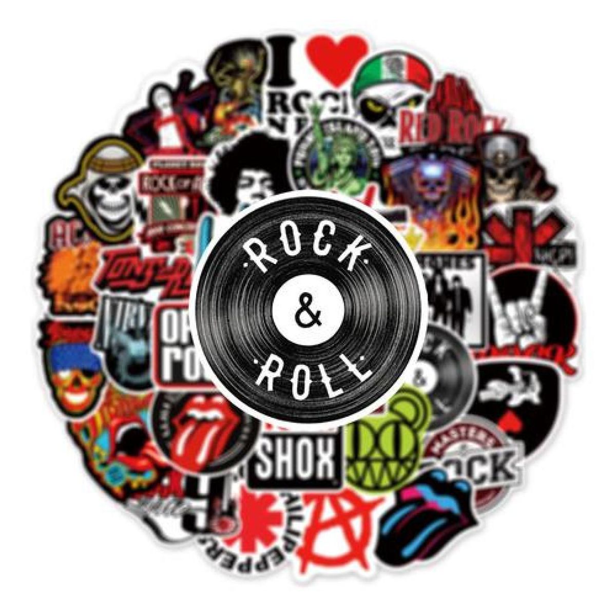 GENERICO - Set Stickers calcomonias rock and Roll bandas musicales