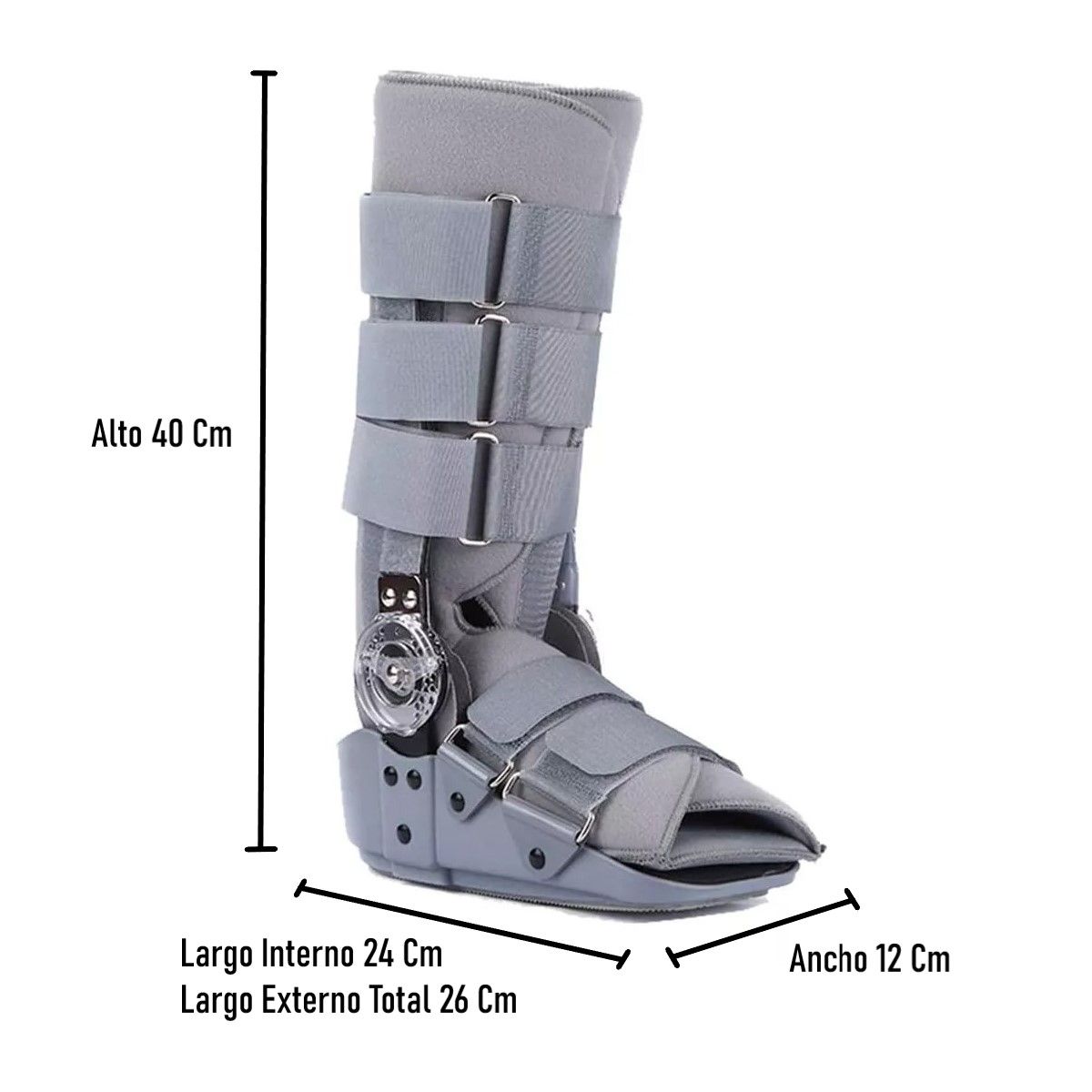 ONEDER - Bota Ortopédica Mecanismo Rom Cam Walker Alta Gris Oneder Talla S