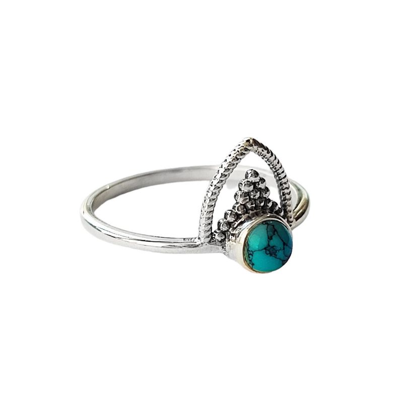 ANDREA COGGIOLA JOYAS - Anillo Prisha Piedra Turquesa Plata Fina 925