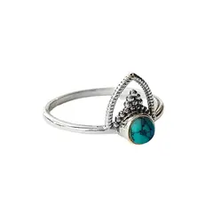 ANDREA COGGIOLA JOYAS - Anillo Prisha Piedra Turquesa Plata Fina 925