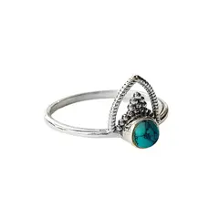 ANDREA COGGIOLA JOYAS - Anillo Prisha Piedra Turquesa Plata Fina 925