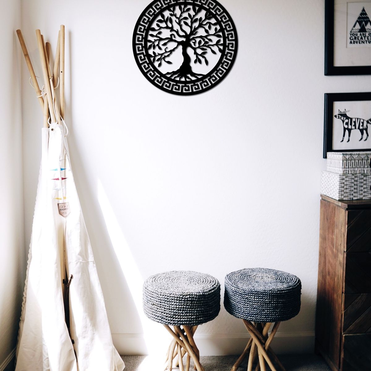 ELAB PROPIA - Cuadro Árbol de la Vida Étnico 40x40cm - Madera Fun Republic