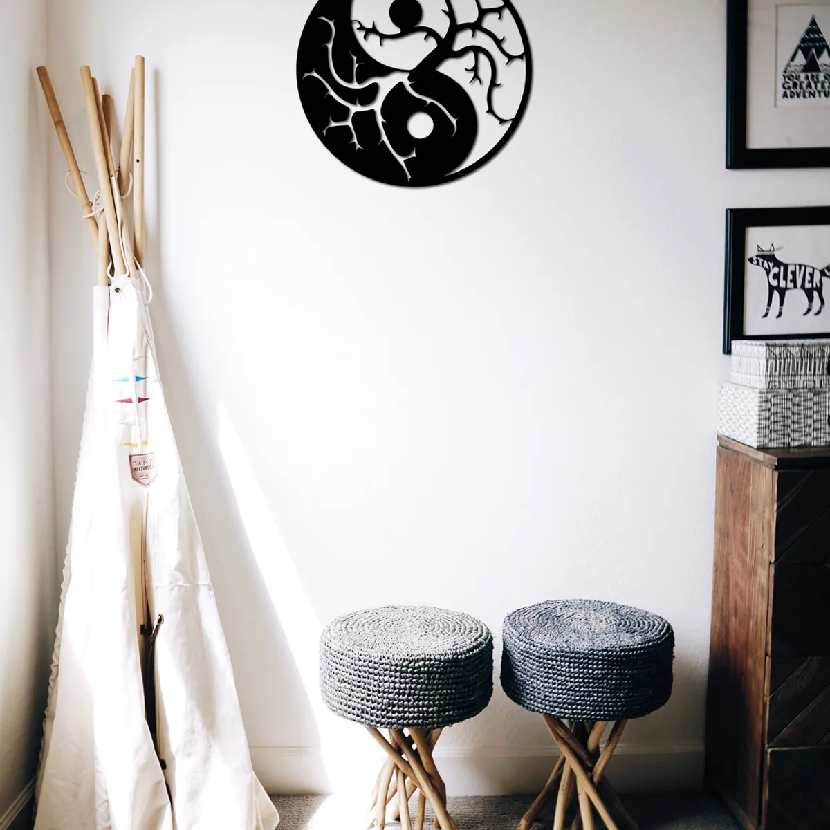 ELAB PROPIA - Cuadro Árbol de la Vida Yin Yang 40x40cm - Madera Fun Republic