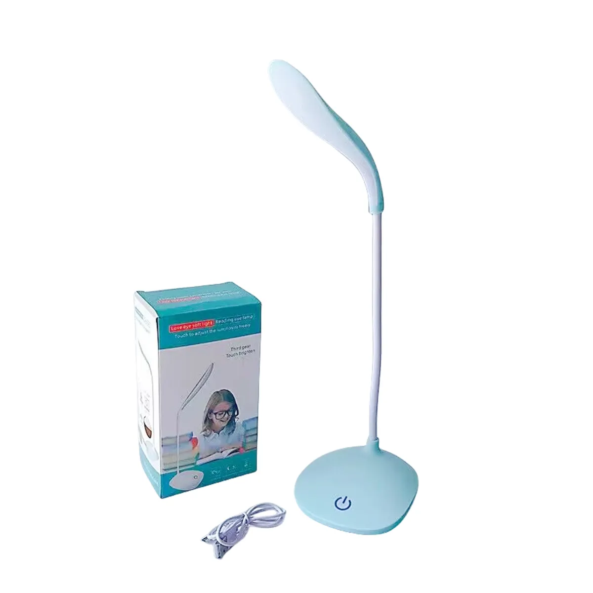 Lampara Led Escritorio Recargable Usb Cuida Ojos Luz Lectura Celeste, marca GENERICO - Foto Principal