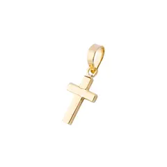 JB JOYAS BARON - Colgante de Oro 14kt Cruz Tubo Pequeña