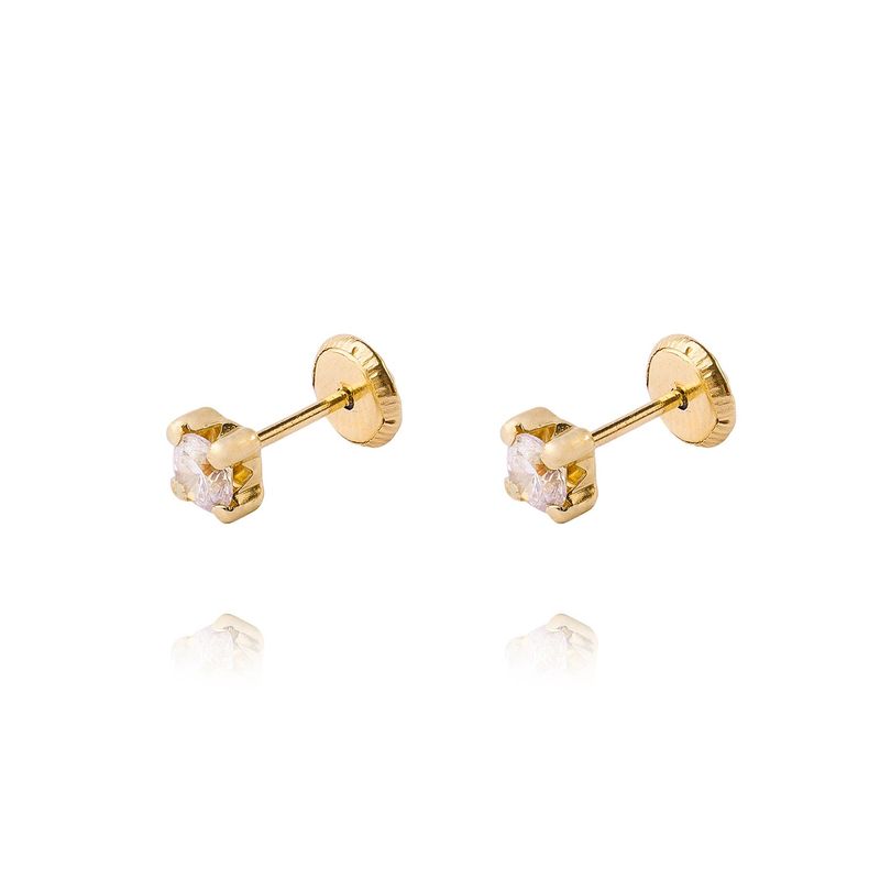 JB JOYAS BARON - Aros de Oro 9kt Circon Mediano 4 Grifas