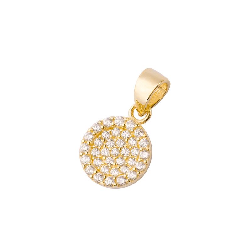 JB JOYAS BARON - Colgante de Oro 14kt Medallón Circonita Pequeño