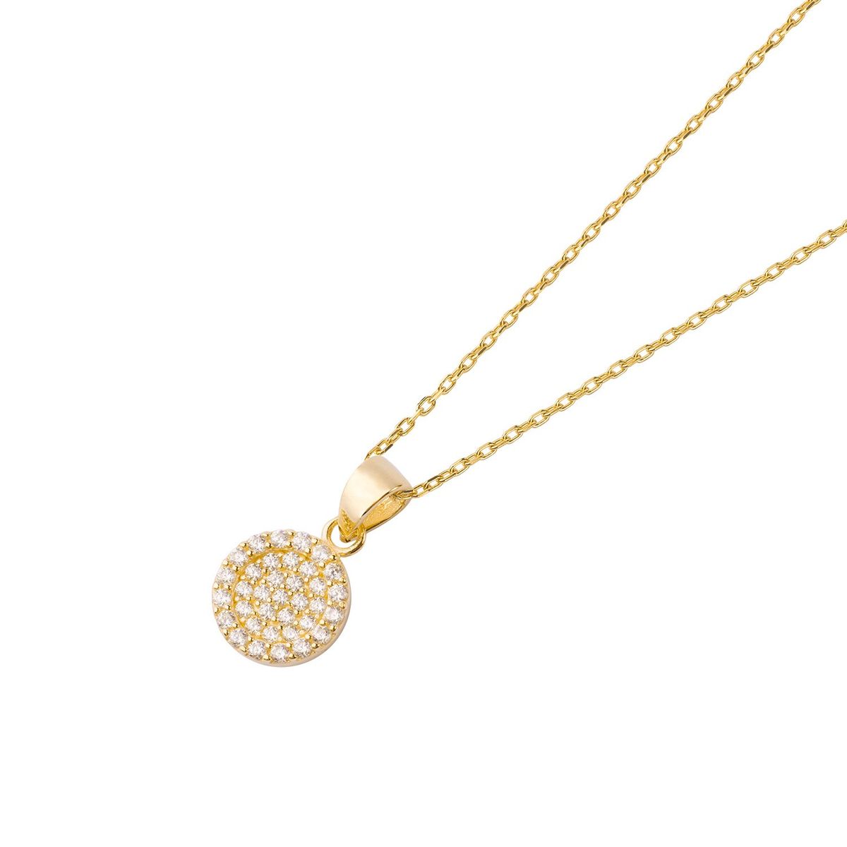 JB JOYAS BARON - Colgante de Oro 14kt Medallón Circonita Pequeño