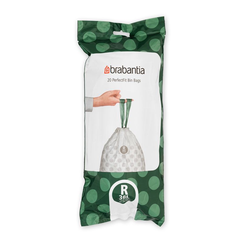 BRABANTIA - Bolsas de basura PerfectFit R 36 Lt - Blanco