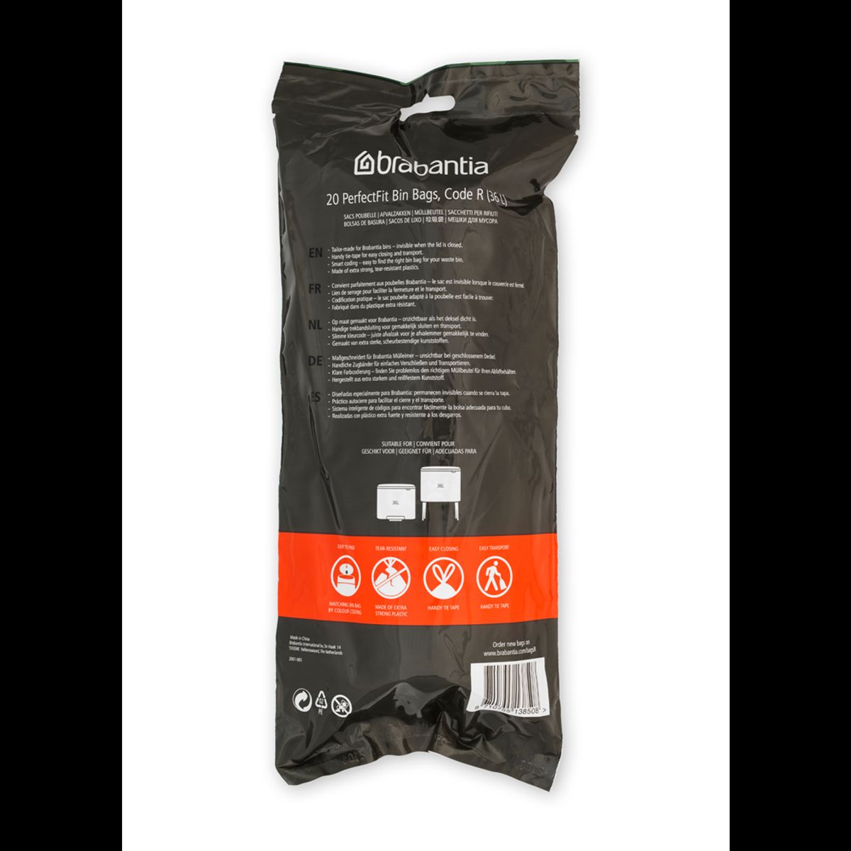 BRABANTIA - Bolsas de basura PerfectFit R 36 Lt - Blanco