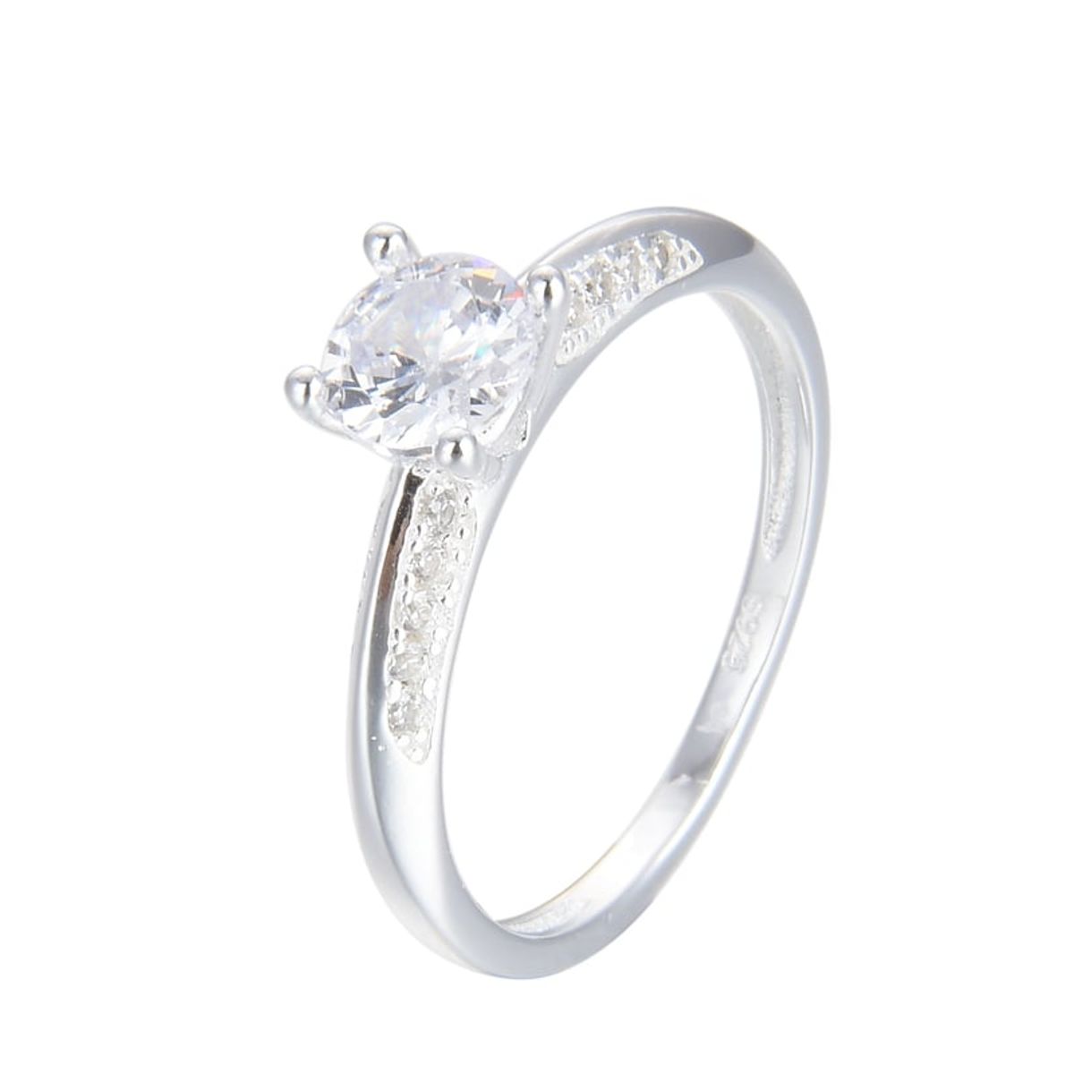 COGGIOLA - Anillo Solitario Medio Cintillo Circón Julia Plata Fina 925