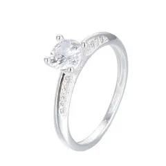 ANDREA COGGIOLA JOYAS - Anillo Solitario Medio Cintillo Circón Julia Plata Fina 925