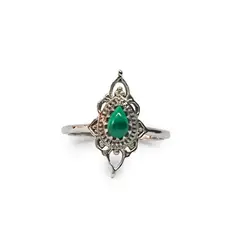 ANDREA COGGIOLA JOYAS - Anillo Ishani Piedra Malaquita Plata Fina 925