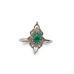 ANDREA COGGIOLA JOYAS - Anillo Ishani Piedra Malaquita Plata Fina 925