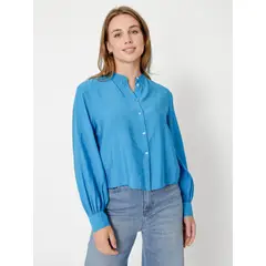 TOMMY HILFIGER - Camisa Sin Cuello Cropped Azul