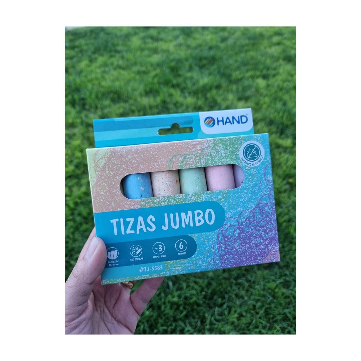 HAND - Tizas Pizarra Jumbo 6 unidades Con 6 Colores - SC