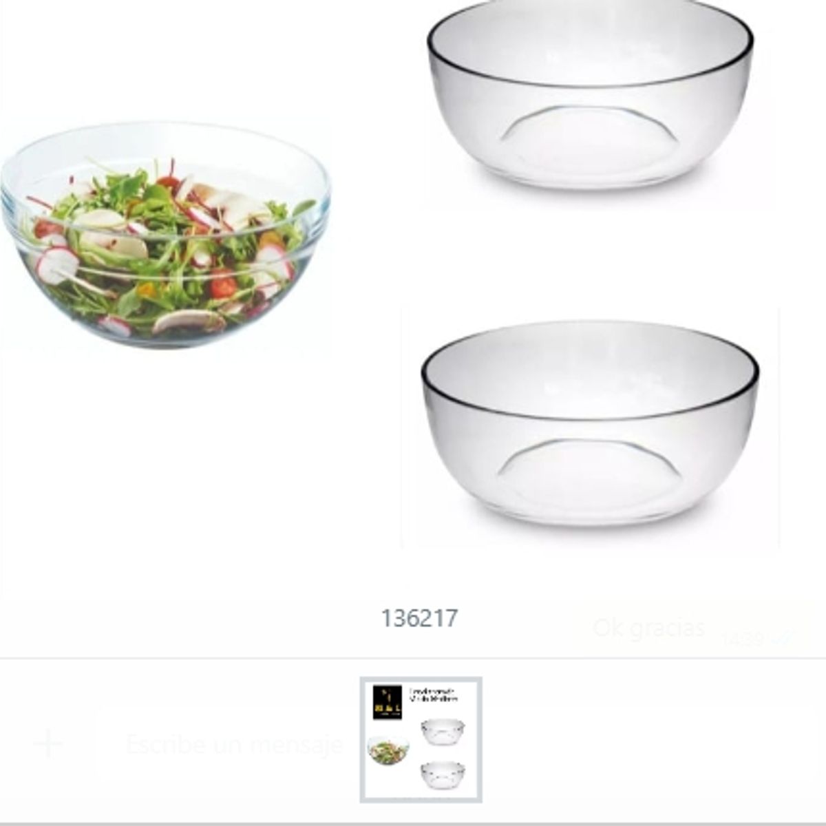 GENERICO - Ensaladera De Vidrio Mediana Cocina