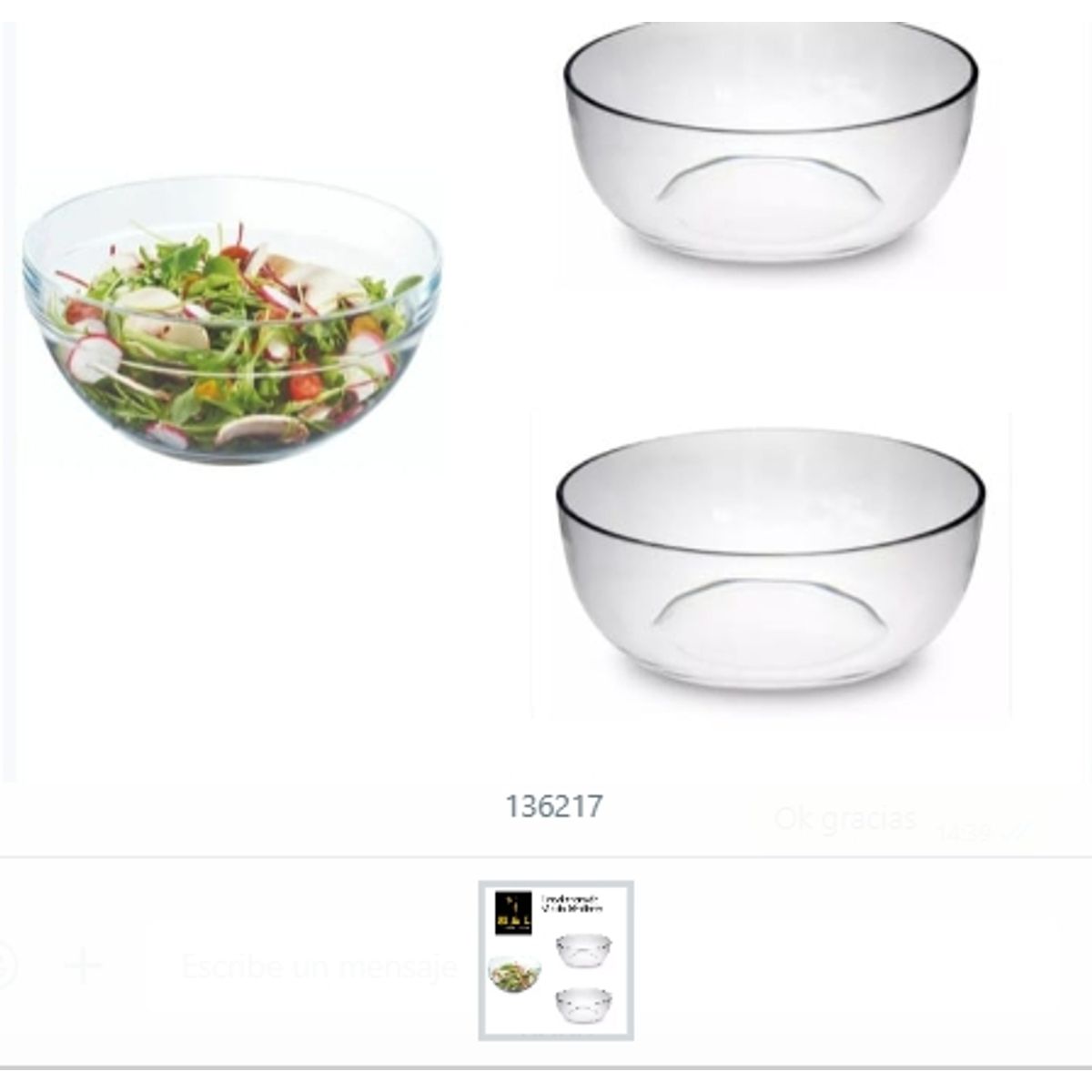 GENERICO - Ensaladera De Vidrio Mediana Cocina