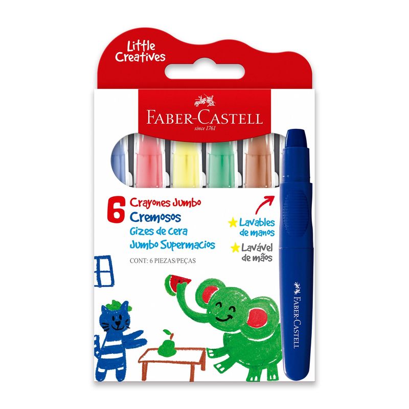FABER-CASTELL - Set 6 Crayones extra gruesos cremosos