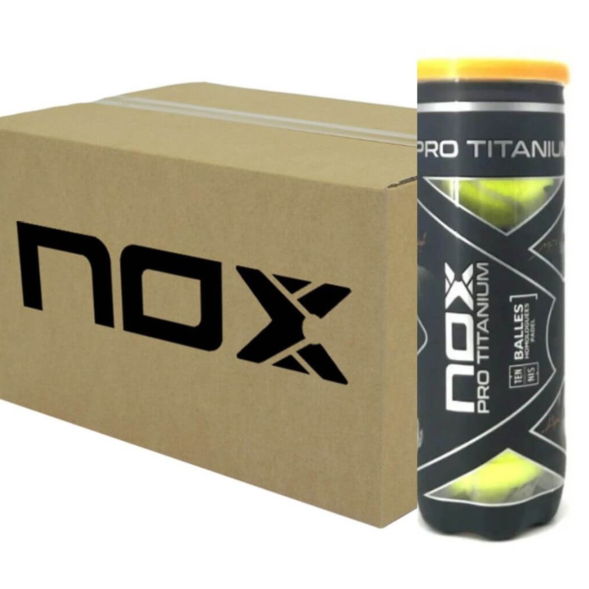 NOX - Caja de Pelotas de Padel Nox Titanium Pro X3 - 24 Tarros