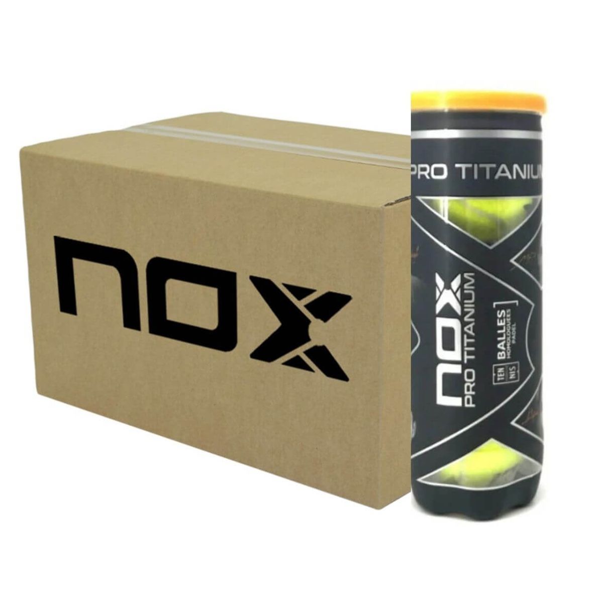 NOX - Caja de Pelotas de Padel Nox Titanium Pro X3 - 24 Tarros