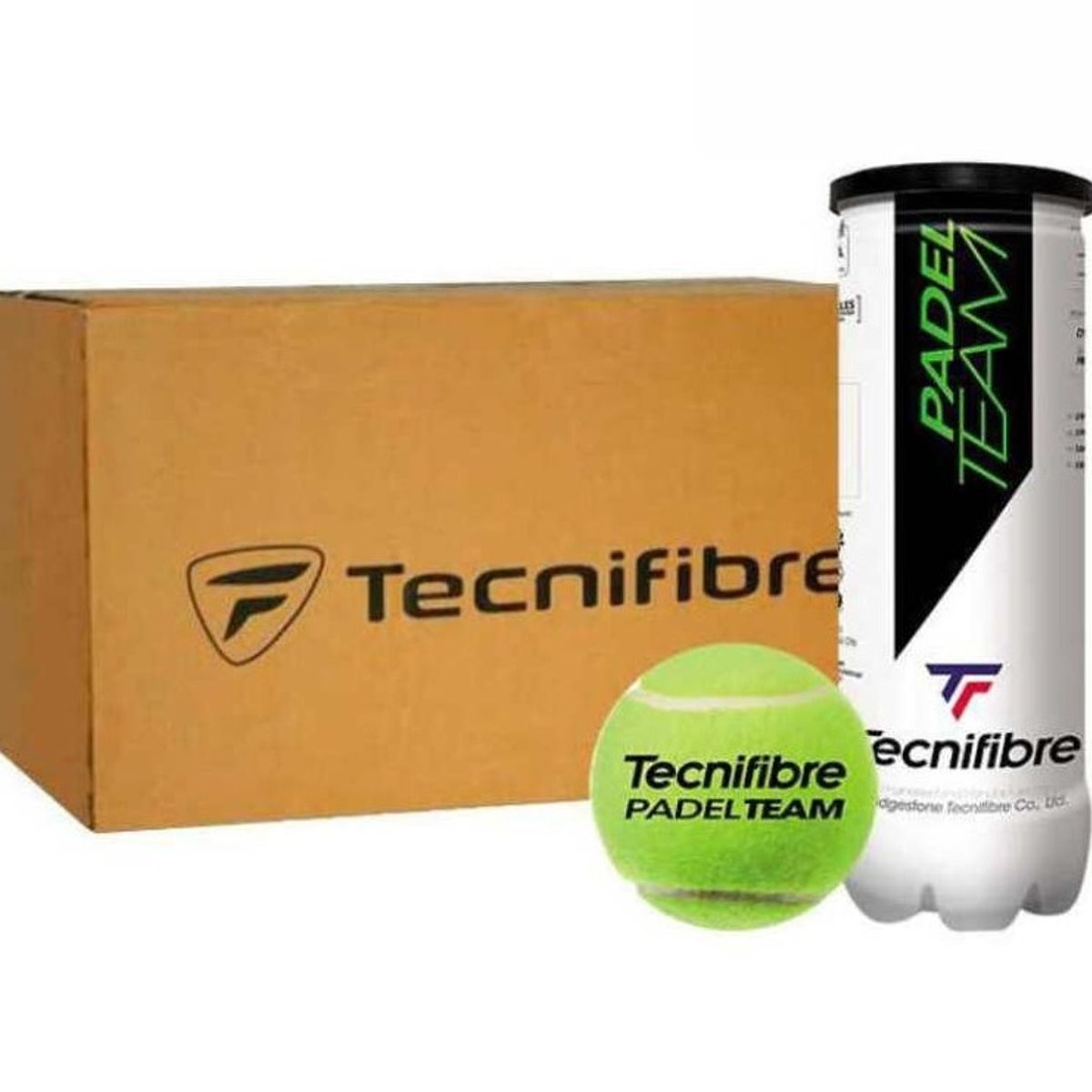 TECNIFIBRE - Caja de Pelotas Tecnifibre Padel Team X3 - 24 Tarros