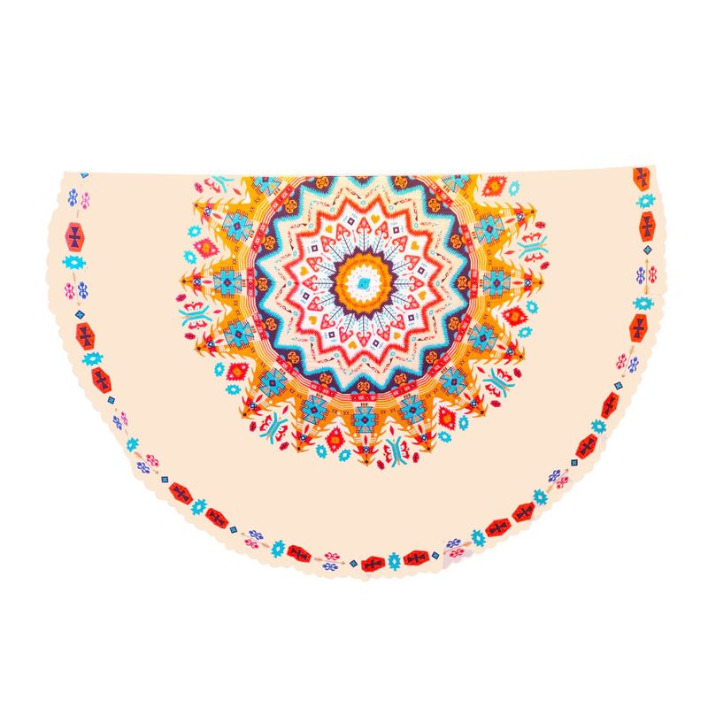 GENERICO - MANTEL DE TELA PARA MESA REDONDA TOP LAVABLE 18M MANDALA