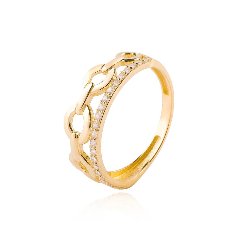 JB JOYAS BARON - Anillo de Oro 18kt Circulo Circon 1269