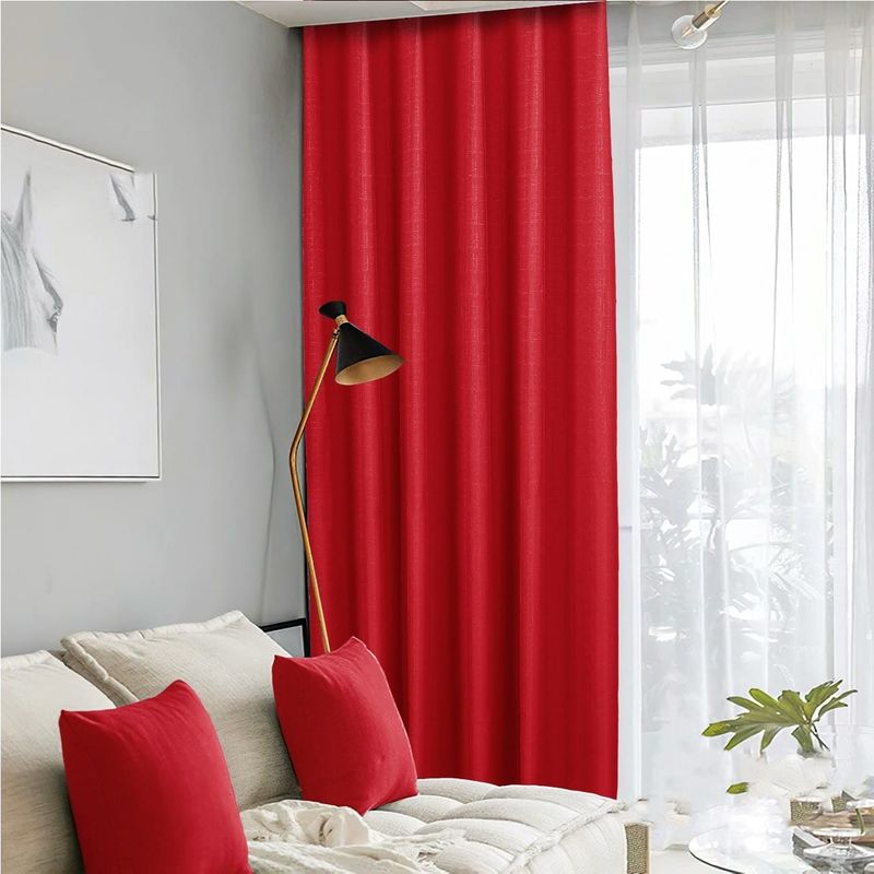 GENERICO - CORTINA ENGOMADA UNICOLOR  ROJO blackout 2 PAÑOS 230X140